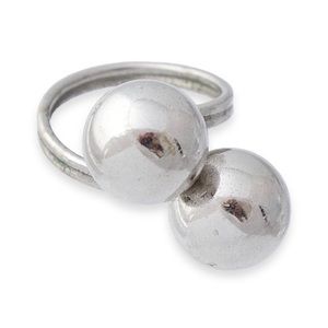 Vintage Beau Sterling Silver Double Ball Bypass Ring Size 6